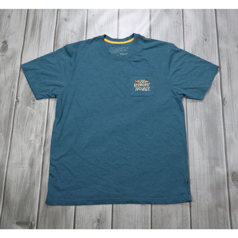Howler Brothers Los Hermanos Pescado Pocket T-Shirt Men's XL Blue Giant Graphic